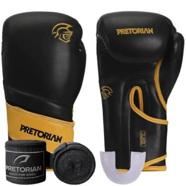 Imagem de Kit Luva de Boxe Muay Thai Kickboxing Elite Pretorian Pro Preto e Amarelo + Bandagem + Protetor Bucal + Bag (10oz)