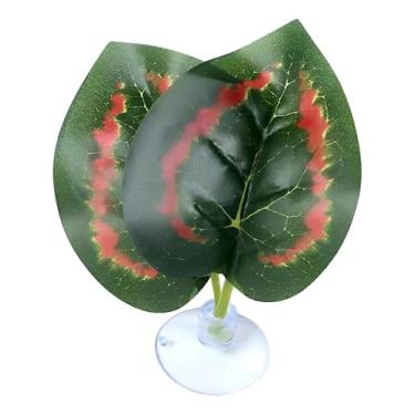 Imagem de Planta Artificial Decorativa em Plástico com Ventosa Folha de Caladio para Aquários e Terrários NFF-66