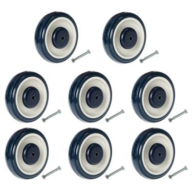 Imagem de DUPDMKIN Rodas de Carrinho de Compras de Substituição com Parafusos Azul Royal 5" Rodas de Rodízio Tpu Rodas de Carrinho de Compras Resistentes para Carrinho de Compras (8)