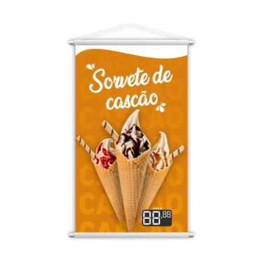 Imagem de Banner Sorvete De Cascão Sorveteria Preço Lona Grande - Plimshop