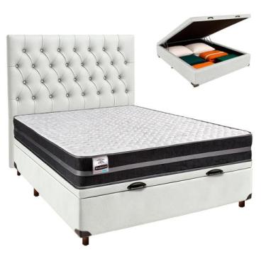 Imagem de Cama Box Bau + Colchão Casal Molas Ultralastic Bogota Inducol + Cabece