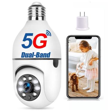 Imagem de Câmera de segurança de lâmpada com capacidade de 3MP, WiFi 2.4G e 5G