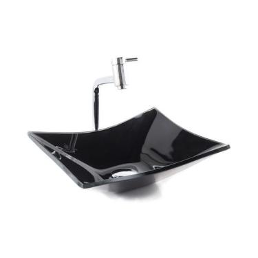 Imagem de Kit Banheiro Cuba Vidro Retangular + Torneira Link + Válvula - Lopazzi