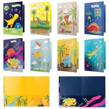 Imagem de Pasta escolar – 12 lindas pastas de bolso com 12 designs exclusivos de dinossauro na frente, capa traseira e interior – Pastas de bolso infantis – Pastas de casa – Pastas de dinossauro – 12 x 9,25 polegadas (pacote com 12)