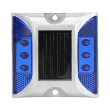 Imagem de TOPINCN Luzes de Pico Moídas Movidas a Energia Solar, Lâmpadas de Marcador de Entrada de Automóveis LED, Iluminação de Caminhos Externos, Dispositivos de Brilho de Rodo (Azul)