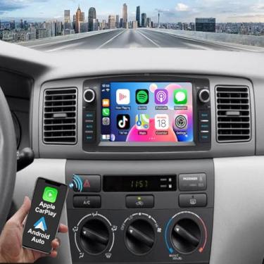 Imagem de Estéreo automotivo Android 4G + 64G para Toyota Corolla 2000 2001 2002 2003 2004 2005 2006 com carplay sem fio integrado Android Auto rádio GPS com Bluetooth WIFI FM SWC AHD câmera de reserva