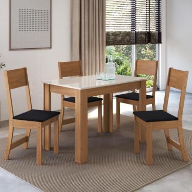 Imagem de Conjunto Sala De Jantar Fidelitá Veneza Com 4 Cadeiras Freijó/off-white Assento Preto