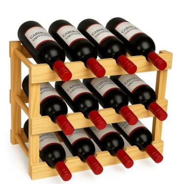 Imagem de Adega De Madeira 12 Garrafas Suporte Compacto Para Vinhos Rack de Mesa
