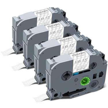 Imagem de Fita adesiva 4X Tze-135 Tze135 Tz135 branca em transparente compatível com fita adesiva Brother P-Touch TZ 12 mm 0,47 refil Ptouch laminado 1/2 polegada para PT-H110 D220 D210 1280 1290 1880 2040