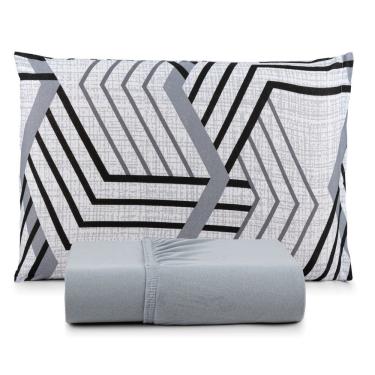 Imagem de Jogo De Lençol Casal Malha 100% Algodão C- Elástico 3 Pçs Cor Do Lençol Cinza