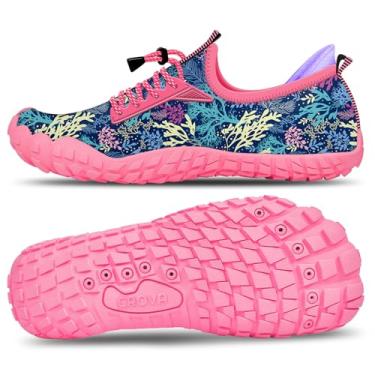 Imagem de CROVA Tênis infantil para esportes aquáticos, ultraleve, totalmente drenagem, secagem rápida, meias aquáticas sem cadarço para meninos e meninas, Coral radiante, 4.5 Big Kid