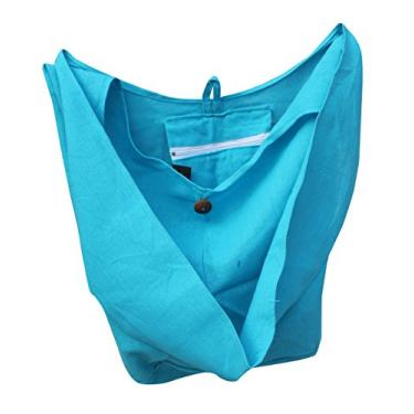 Imagem de RaanPahMuang Bolsa de ombro Yaam Monks de algodão liso da marca, grande, azul