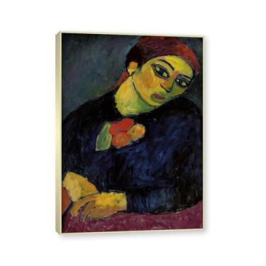 Imagem de NHLDZYH Moldura de champanhe. Impressões de arte Alexej von Jawlensky - Pintura de retrato - (Retrato de uma mulher 10) - Pôster de decoração de parede vintage. 40 x 56 cm - 15,7 x 20,1 pol