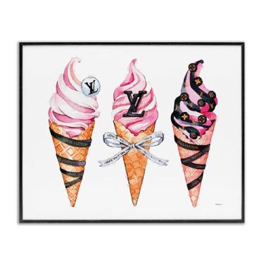 Imagem de Stupell Industries Cones de sorvete glamourosos preto emoldurado giclée design artístico por Amanda Greenwood, 61 x 76