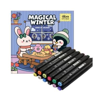 Imagem de Conjunto Livro de Colorir Cute & Relax com 12 Canetinhas Coloridas Marcadores 39 Ilustrações