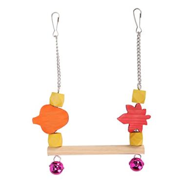 Imagem de Wood Bird Swing Perch Colorido Decorativo Brinquedo De Mastigação Papagaio De Madeira Swing Stand com corrente Gancho para Calopsitas Periquitos Logs Seguro Não Tóxico 25x15cm