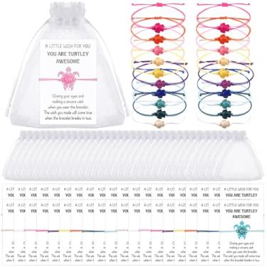 Imagem de Easywiny 50 conjuntos de pingentes de boa sorte presentes de agradecimento de funcionários pulseiras de tartaruga marinha pulseiras de boa sorte com cartões de desejos tartaruga inspiradora para
