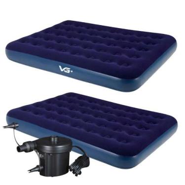 Imagem de Kit 2 Colchões Infláveis Casal Flocked Comfort Com Bomba Elétrica Vg P