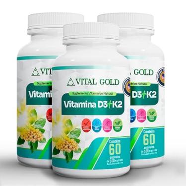 Imagem de VITAMINA D3 + K2-500 mg (60 Cápsulas) VITAL GOLD (3)