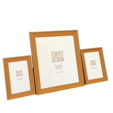 Imagem de Kit 2 Porta Retratos Pequenos 1 Porta Retrato Grande Estilo Cor Madeir