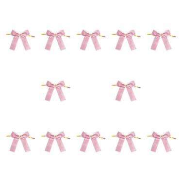 Imagem de oshhni 12x Laços de veludo para enfeites de árvore de Natal, enfeites de veludo, suprimentos para de topo, laço para casa, pequena escada, guirlanda de, Rosa