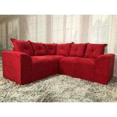 Imagem de Sofá de Canto Belo 5 Lugares Suede Vermelho 608 - Fábrica de Úba
