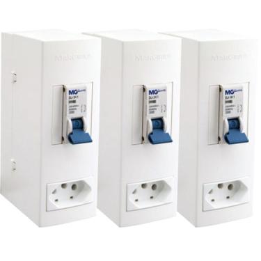 Imagem de 3 Caixa Sobrepor Proteção Slim Disjuntor Unipolar 20a Ar Condicionado 