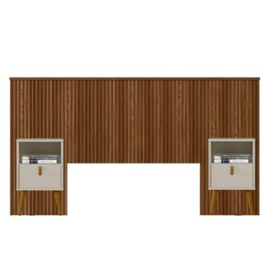 Imagem de Kit Cabeceira Casal 240cm Celine Com Mesa De Cabeceira 01 Gaveta Loret