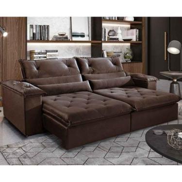 Imagem de Sofá 2,10m Retrátil e Reclinável 3 Lugares Diamante Fabri Decor, Marro