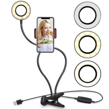 Imagem de Selfie Ring Light com Suporte para Celular com Luz de e Braços Flexíve