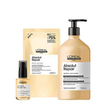 Imagem de Kit L'Oréal Professionnel Absolut Repair Gold Duo Refil Oil 30 (3 prod