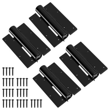 Imagem de KABMOZ, Dobradiças de portão resistentes, 2 pares de 14 cm, material de liga de alumínio durável, peça de hardware de cerca de porta de fechamento automático de garagem, com parafusos de fixação