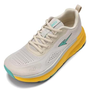 Imagem de KDN Tênis masculino de corrida de estrada acolchoado, antiderrapante, para pés largos, confortável, atlético, academia, treino, largura larga, X02-bege, 10 Wide