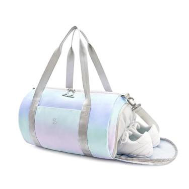 Imagem de STELLE Bolsa de dança para meninas, presente para crianças, academia, esportes, com compartimento para sapatos, bagagem de viagem à prova d'água, balé, ginástica, torcida, Menta lilás 1, 19.7 x 11 x