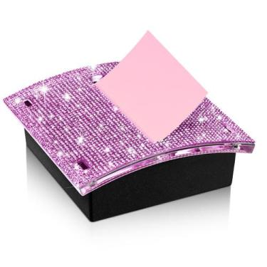 Imagem de Suporte de bloco de notas adesivo Eersida Rhinestone Purple ABS 10,5 x