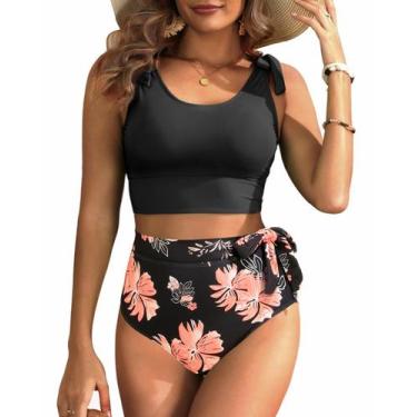 Imagem de Maiô Yonique 2PC 2025 High Wisted Tummy Control Pink M