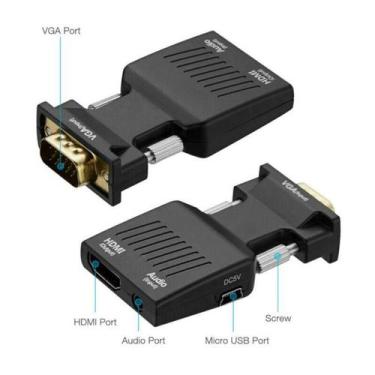 Imagem de Conversor de adaptador VGA para HDMI 1080P com cabo de áudio conversor