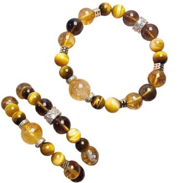 Imagem de Runxeen Pulseira de cristais de cura – Cristais de contas premium para equilíbrio emocional, alívio do estresse, aumento de energia natural, presente de aniversário atencioso para mulheres, esposas