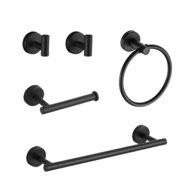 Imagem de Conjunto de acessórios para banheiro, barra de toalha prateada, toalheiro de aço inoxidável 304, suporte para papel higiênico, suporte para sabonete líquido, acessórios opcionais para banheiro, preto