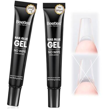 Imagem de Beetles 2 peças de gel de cola de unhas de 20 g, sem lenço, gel de cola sólida Tipex mãos-livres, super forte para extensão de unhas de acrílico, unhas falsas, arte de unhas 3D, ótimo para uso em casa