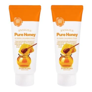 Imagem de (Conjunto de 2) Espuma de limpeza profunda facial PUREMIND, limpador de espuma coreano, bolhas macias e ricas, sensação refrescante e suave após lavar o rosto (mel puro)