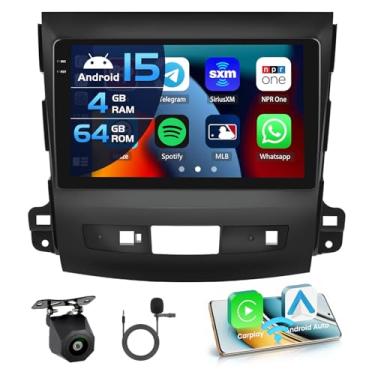 Imagem de Inefala Câmera de backup 4G 64G para Mitsubishi Outlander 2007-2013, rádio CarPlay, tela sensível ao toque de 22,9 cm, estéreo, carro, Android 15, Android, Bluetooth, 5.0, GPS, WiFi, 18UI