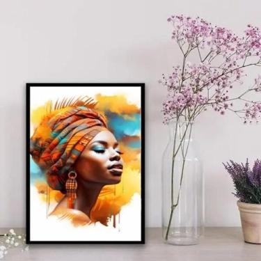 Imagem de Quadro Decorativo Arte Africana 33x24cm - Madeira Branca - Quadros On-