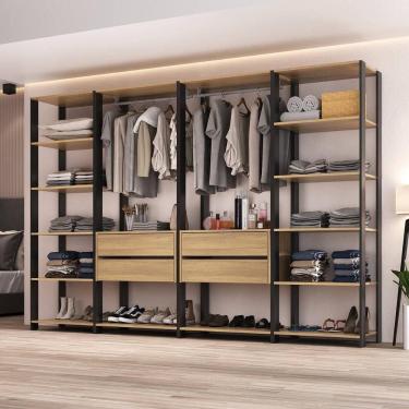 Imagem de Closet Aberto Modulado Arara Organizadora com Cabideiro 270cm Allegra Multimóveis MP4390