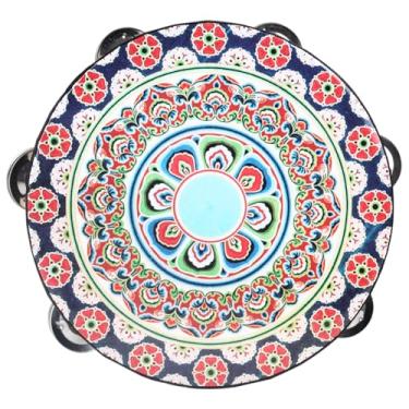 Imagem de Tambor portátil de instrumento musical pandeiros: Pandeiros para adultos igreja 25,4 cm fileira dupla de metal - Pandeiro de madeira de percussão para festa de casamento de dança (25,4 cm)
