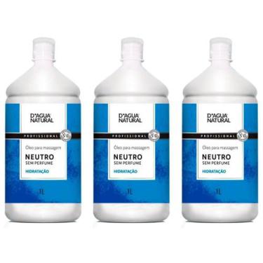 Imagem de Kit 3 Unidades Óleo para Massagem Dagua Natural Neutro 1L Sem Perfume 