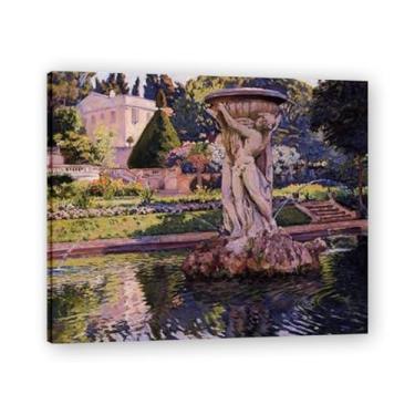 Imagem de Jardim com Villa e Fonte Théo van Rysselberghe: Impressão em tela neoimpressionista belga chave 20x24 cm emoldurada