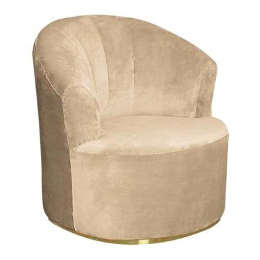 Imagem de DJAPWPX Capa de cadeira giratória, capa de poltrona redonda, lavável na máquina, removível, capa protetora de sofá para sala de estar e casa (Cáqui)