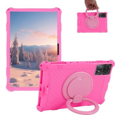 Imagem de Sfulatdc Capa de silicone para tablet Blackview Tab 90 WiFi, alça giratória 360/alça de ombro/caneta Stylus compatível com TABWEE T90/W90, DOOGEE U11/T30 PRO 11 polegadas, rosa