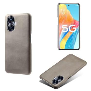 Imagem de Capa para OPPO Realme C55,Proteção contra quedas,Casca de volta de cor sólida simples,Design de couro de imitação de plástico-Gray